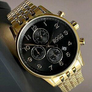 Hugo Boss Men’s Gold Navigator Chronograph Watch NEW